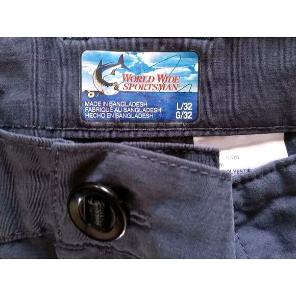 World Wide Sportsman Fishing Cargo Convertible Pants Blue Mens Size L /32 36x32 - Picture 5 of 7